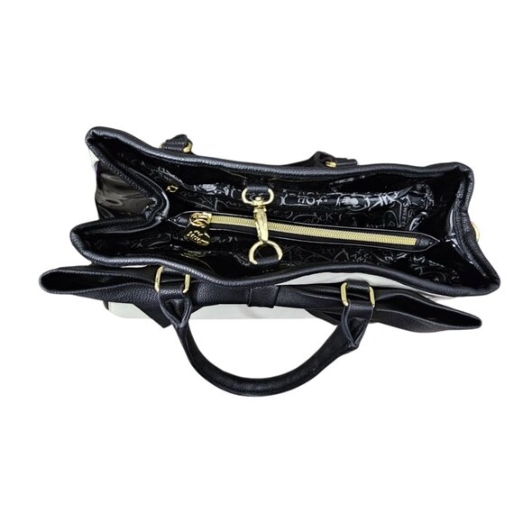 Betsey Johnson New Double Big Bow Black And White Satchel Shoulder Handbag - Picture 9 of 16